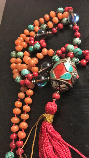 IMPACTO DIVINO - Aventurina Naranja-Turquesa Africana-Piedra Luna-Coral Rojo-