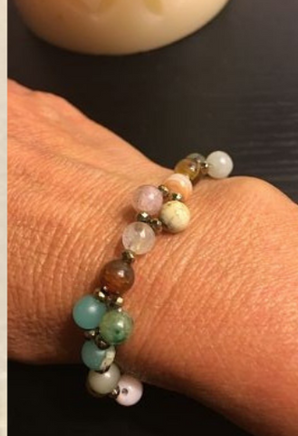 CURACIÓN - Ágata Multicolor y Pirita -